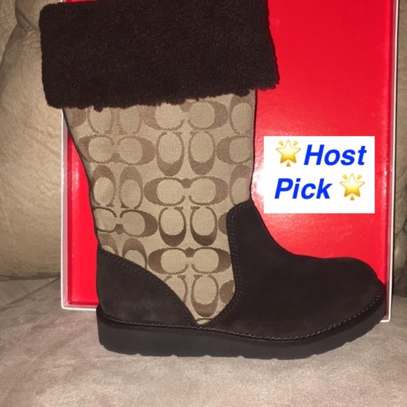 NEW COACH Kally boot logo CC sz 6 khaki/chocolate/ - Picture 2 of 15